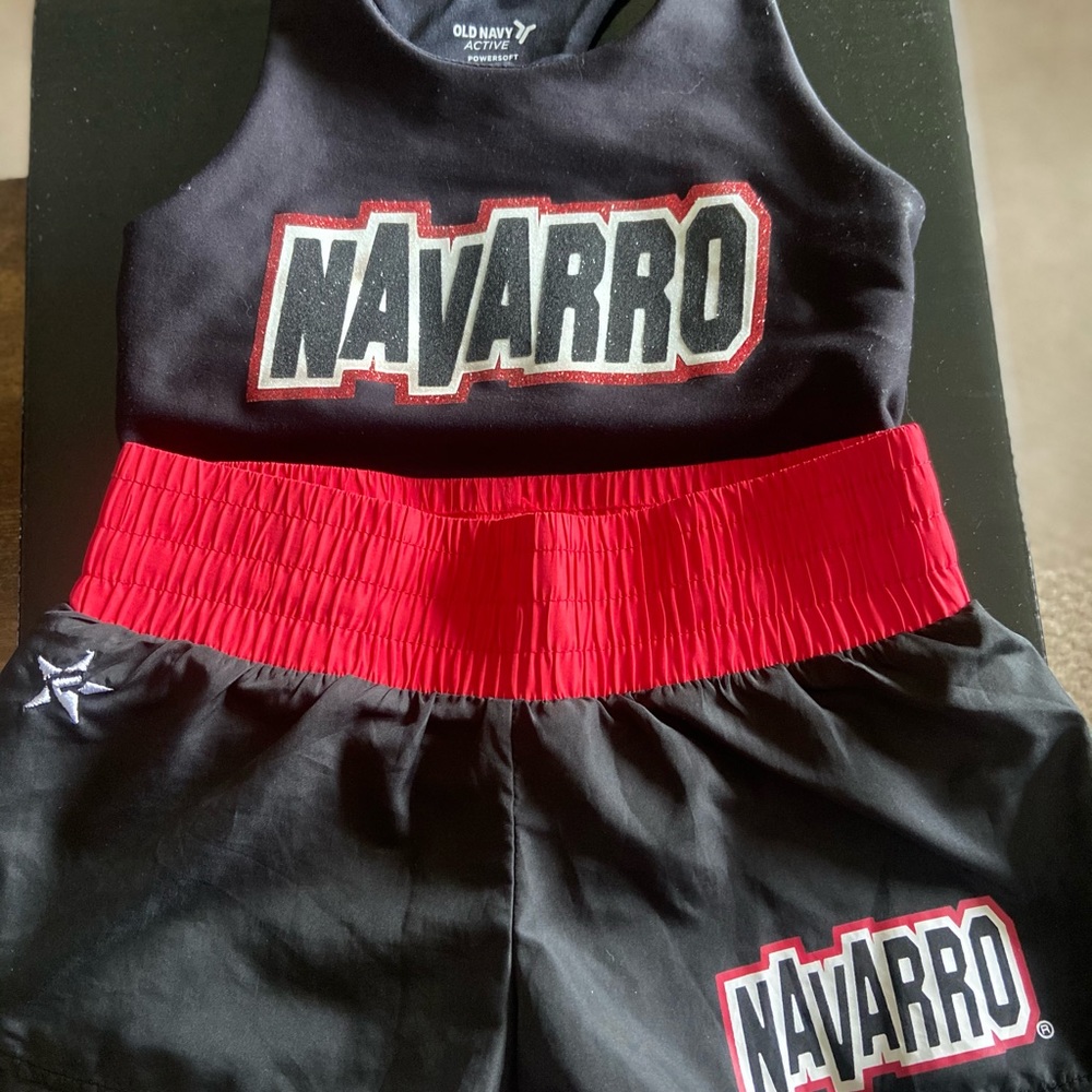 Navarro Cheer set size YS with Rebel Athletics shorts